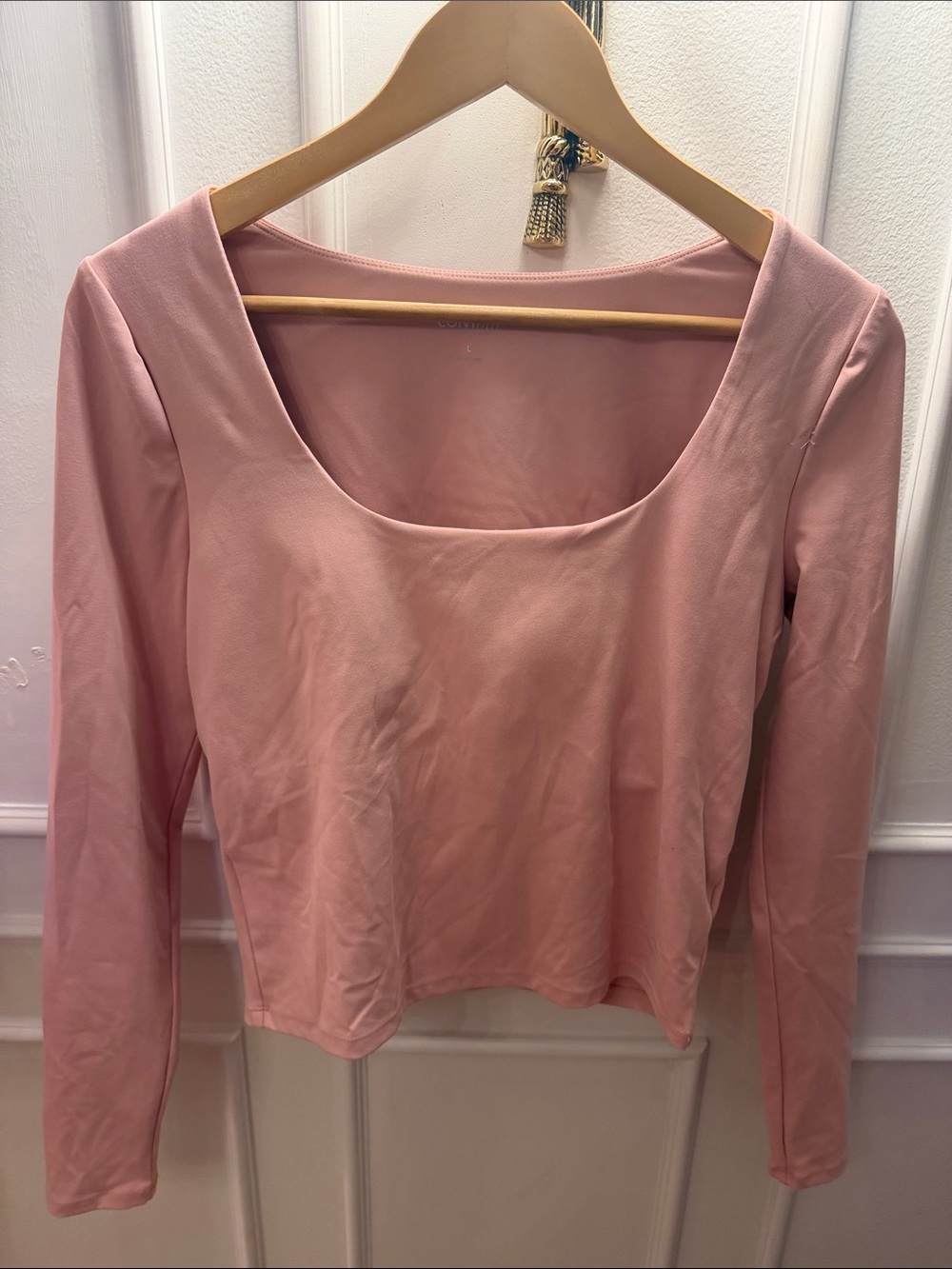 PacSun Scoop Neck Long Sleeve Top in Blush Pink